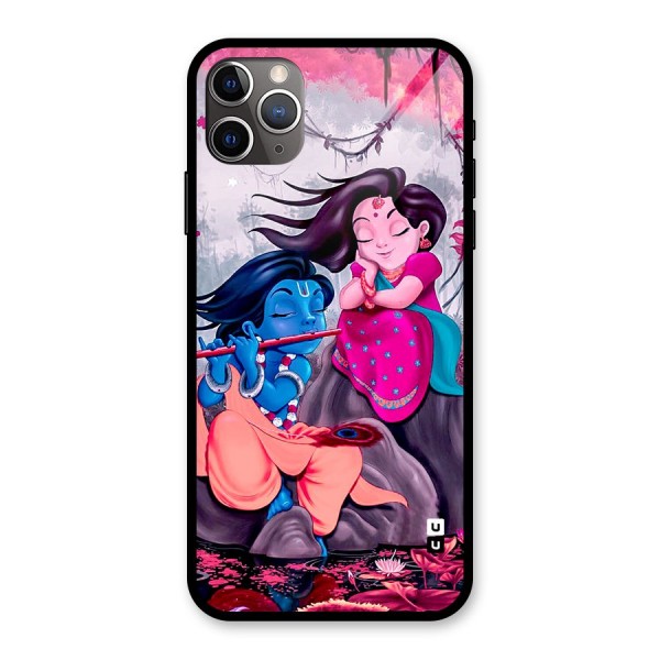 Cute Radha Krishna Glass Back Case for iPhone 11 Pro Max
