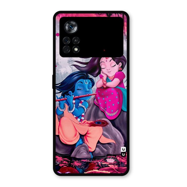 Cute Radha Krishna Metal Back Case for Poco X4 Pro 5G