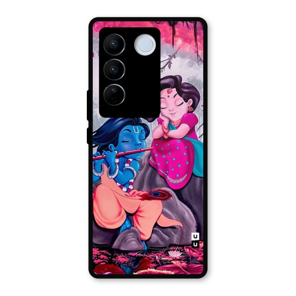 Cute Radha Krishna Metal Back Case for Vivo V27 Pro