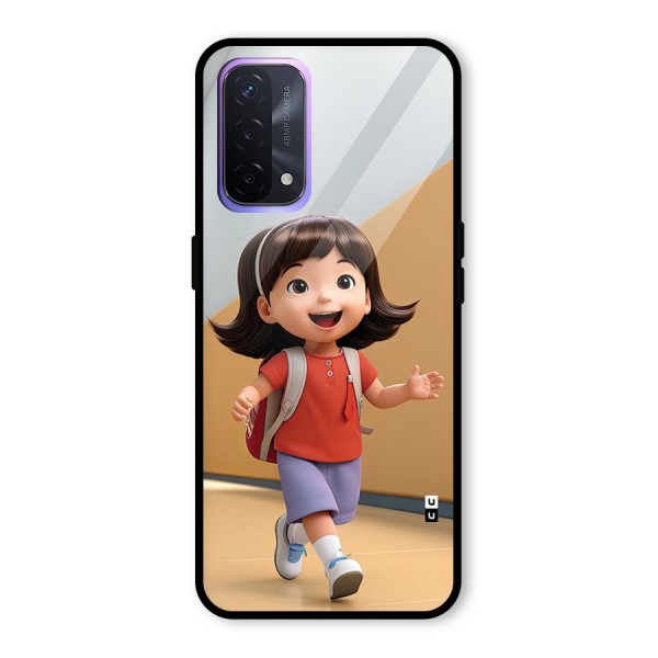 Cute School Girl Glass Back Case for Oppo A74 5G