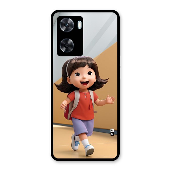 Cute School Girl Glass Back Case for Oppo A77