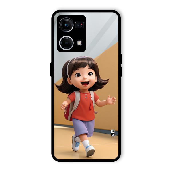 Cute School Girl Glass Back Case for Oppo F21 Pro 4G
