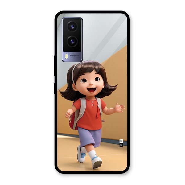Cute School Girl Glass Back Case for Vivo V21e 5G