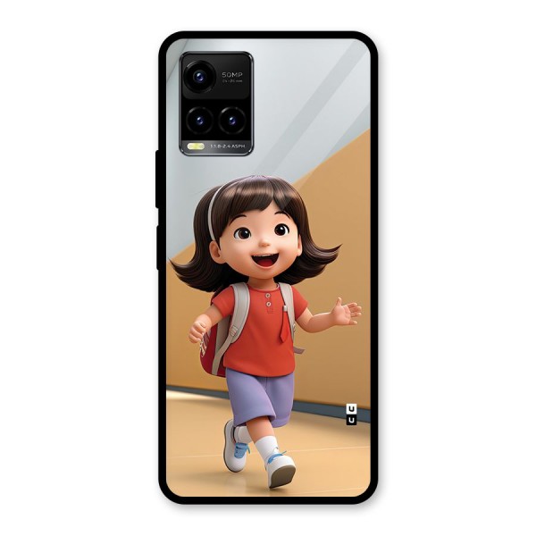 Cute School Girl Glass Back Case for Vivo Y33s