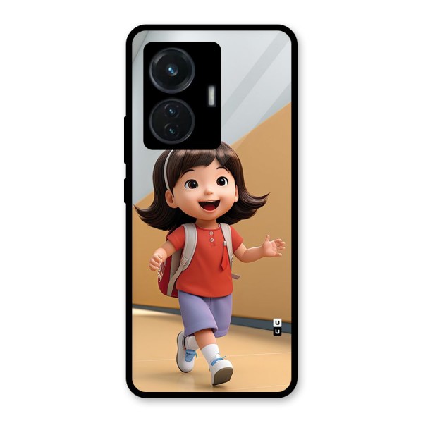 Cute School Girl Glass Back Case for iQOO Z6 44W