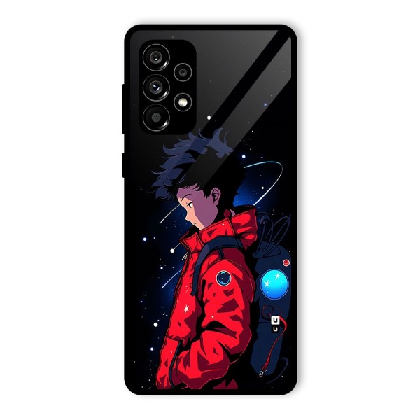 Cute Space Boy Glass Back Case for Galaxy A73 5G