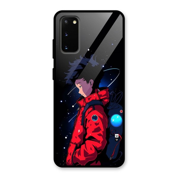 Cute Space Boy Glass Back Case for Galaxy S20
