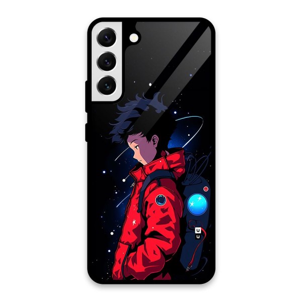 Cute Space Boy Glass Back Case for Galaxy S22 Plus 5G
