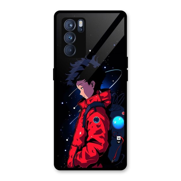 Cute Space Boy Glass Back Case for Oppo Reno6 Pro 5G