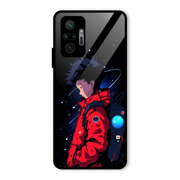 Cute Space Boy Glass Back Case for Redmi Note 10 Pro Max