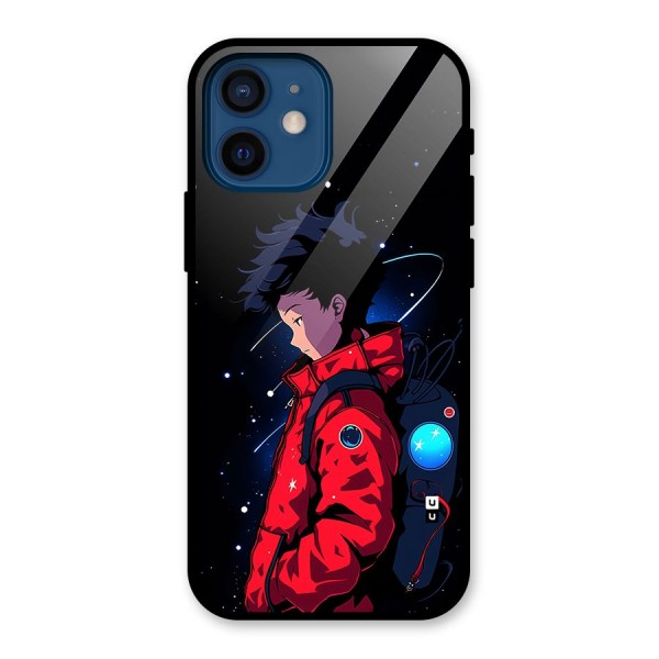 Cute Space Boy Glass Back Case for iPhone 12 Mini