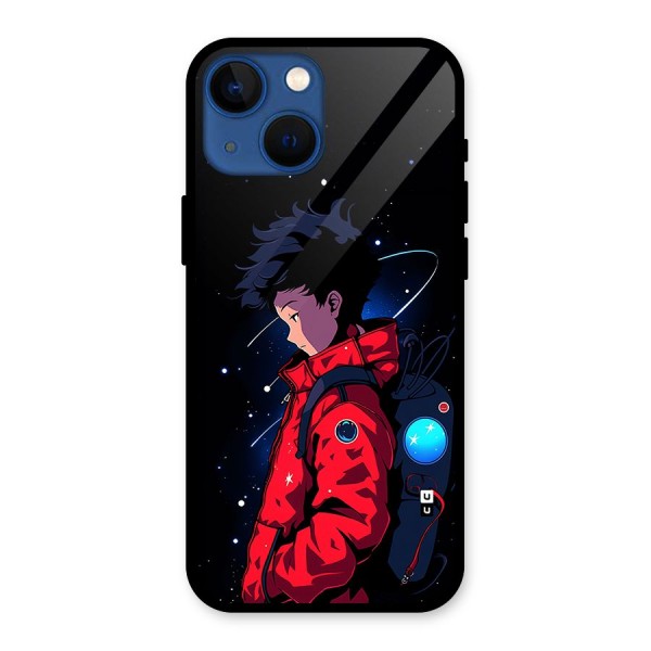 Cute Space Boy Glass Back Case for iPhone 13 Mini