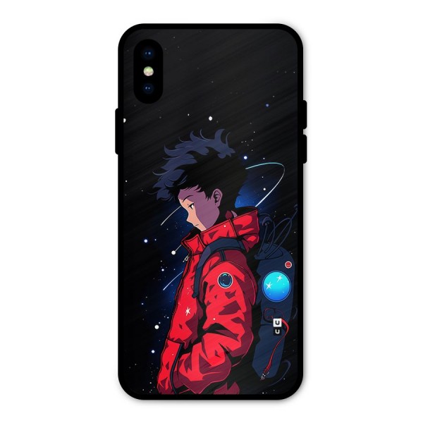 Cute Space Boy Metal Back Case for iPhone X