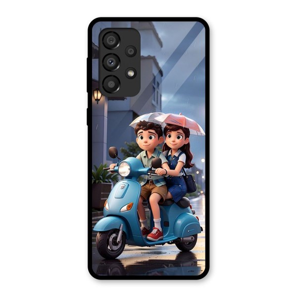 Cute Teen Scooter Glass Back Case for Galaxy A33 5G