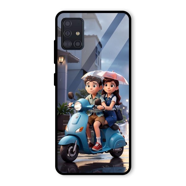Cute Teen Scooter Glass Back Case for Galaxy A51