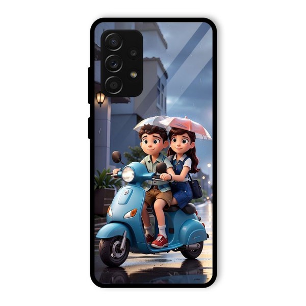 Cute Teen Scooter Glass Back Case for Galaxy A53 5G