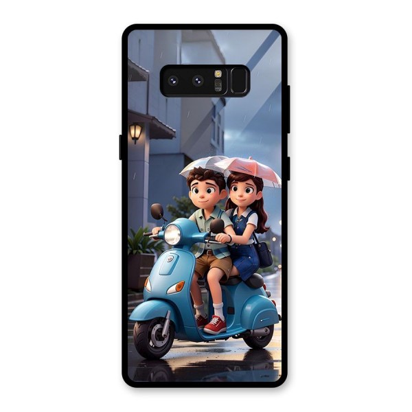 Cute Teen Scooter Glass Back Case for Galaxy Note 8