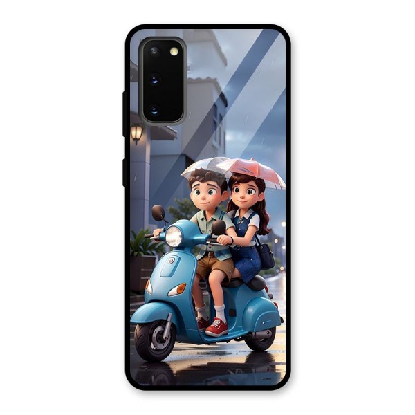 Cute Teen Scooter Glass Back Case for Galaxy S20