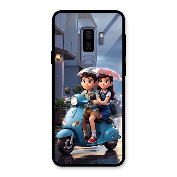 Cute Teen Scooter Glass Back Case for Galaxy S9 Plus