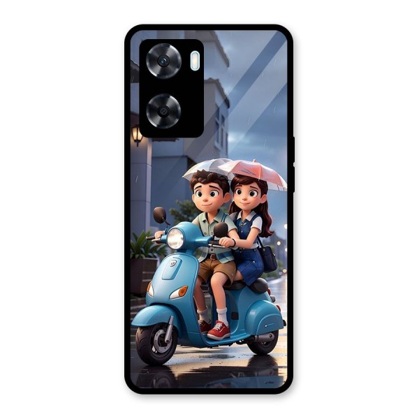 Cute Teen Scooter Glass Back Case for Oppo A77