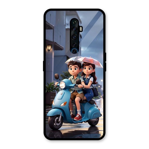Cute Teen Scooter Glass Back Case for Oppo Reno2 F