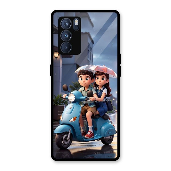 Cute Teen Scooter Glass Back Case for Oppo Reno6 Pro 5G