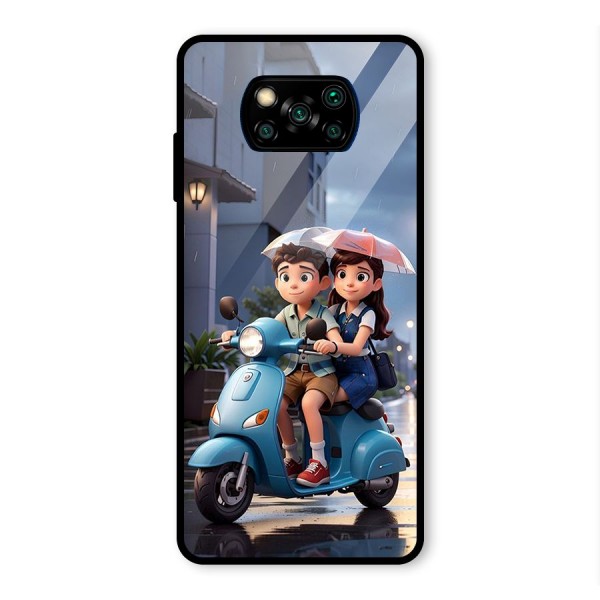 Cute Teen Scooter Glass Back Case for Poco X3 Pro