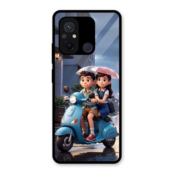 Cute Teen Scooter Glass Back Case for Redmi 12C