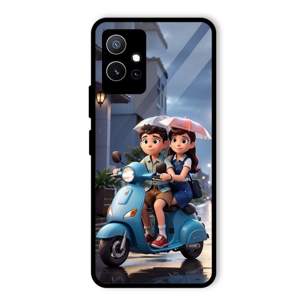 Cute Teen Scooter Glass Back Case for Vivo T1 5G