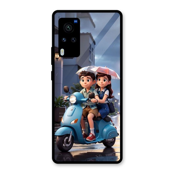 Cute Teen Scooter Glass Back Case for Vivo X60 Pro