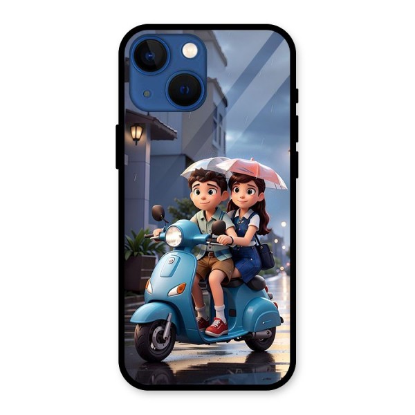 Cute Teen Scooter Glass Back Case for iPhone 13 Mini