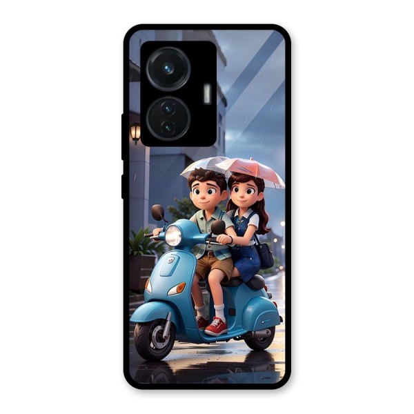 Cute Teen Scooter Glass Back Case for iQOO Z6 44W