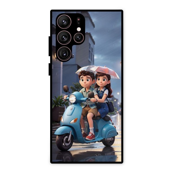 Cute Teen Scooter Metal Back Case for Galaxy S22 Ultra 5G
