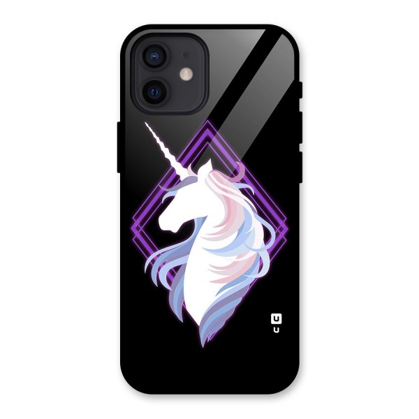 Cute Unicorn Illustration Glass Back Case for iPhone 12