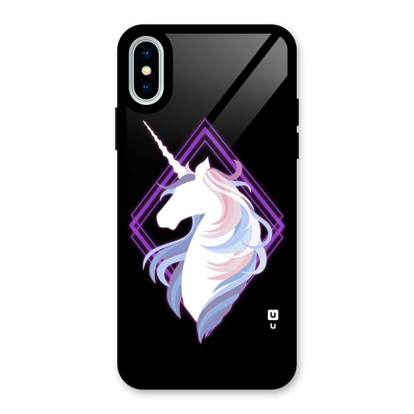 Cute Unicorn Illustration Glass Back Case for iPhone XS