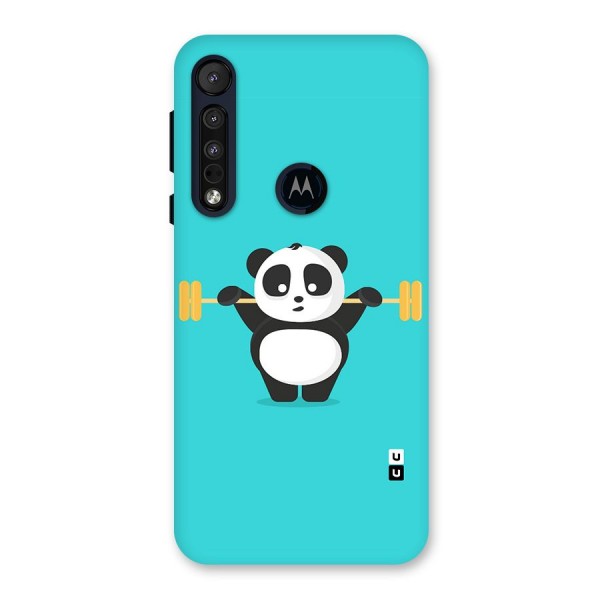 Cute Weightlifting Panda Back Case for Motorola One Macro
