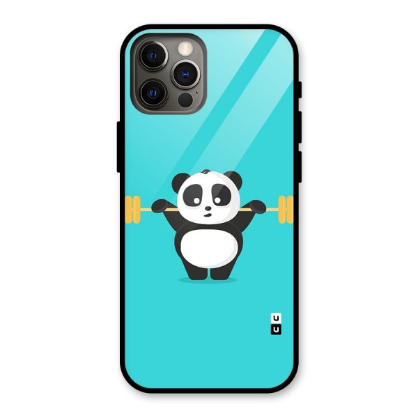 Cute Weightlifting Panda Glass Back Case for iPhone 12 Pro