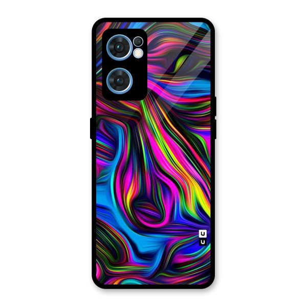 Dark Colorful Oil Abstract Glass Back Case for Oppo Reno7 5G