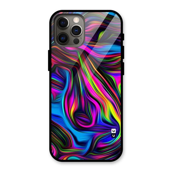 Dark Colorful Oil Abstract Glass Back Case for iPhone 12 Pro