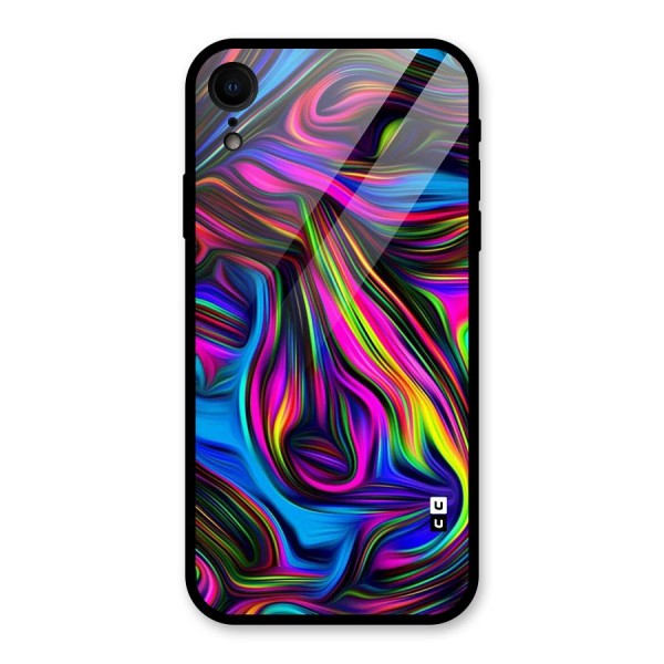 Dark Colorful Oil Abstract Glass Back Case for iPhone XR