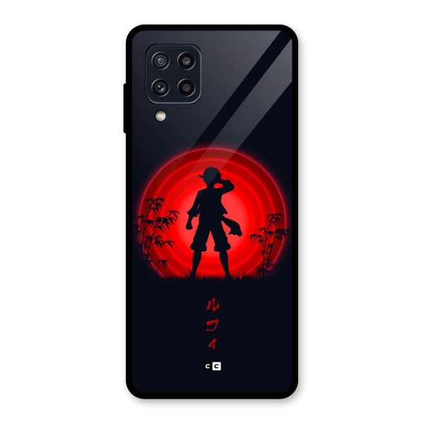 Dark Red Luffy Glass Back Case for Galaxy M32