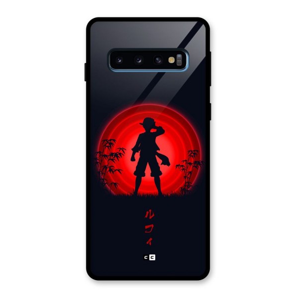 Dark Red Luffy Glass Back Case for Galaxy S10