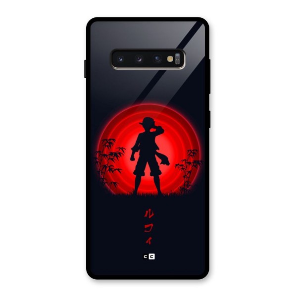 Dark Red Luffy Glass Back Case for Galaxy S10 Plus