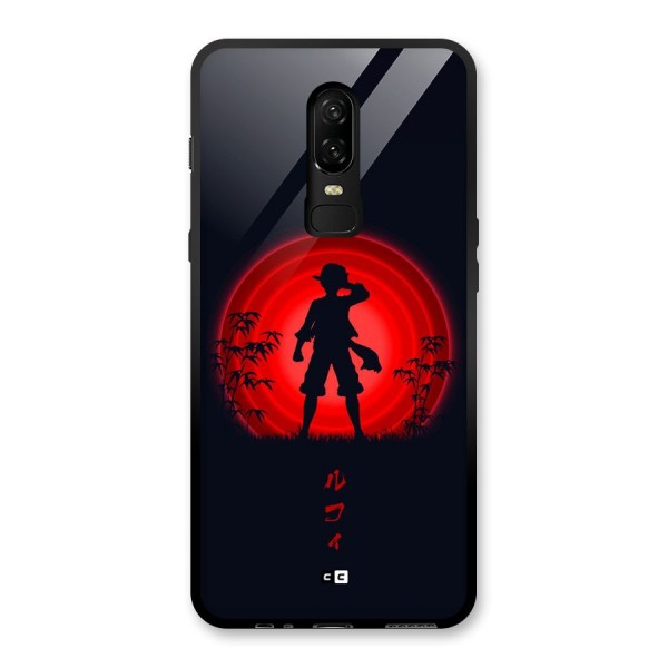 Dark Red Luffy Glass Back Case for OnePlus 6