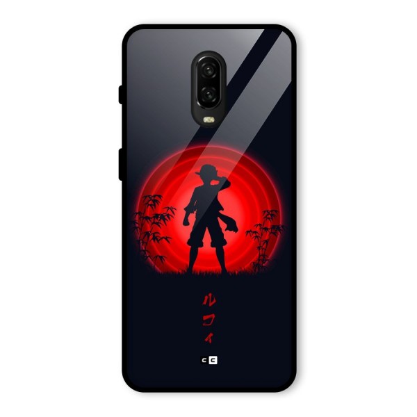 Dark Red Luffy Glass Back Case for OnePlus 6T