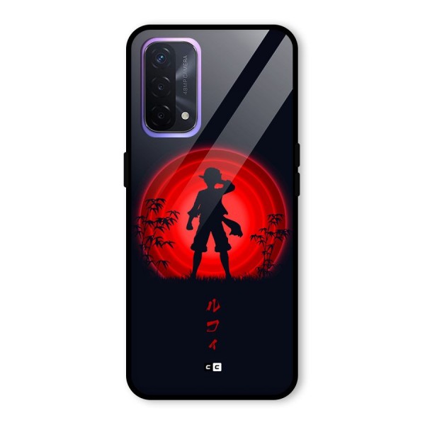 Dark Red Luffy Glass Back Case for Oppo A74 5G
