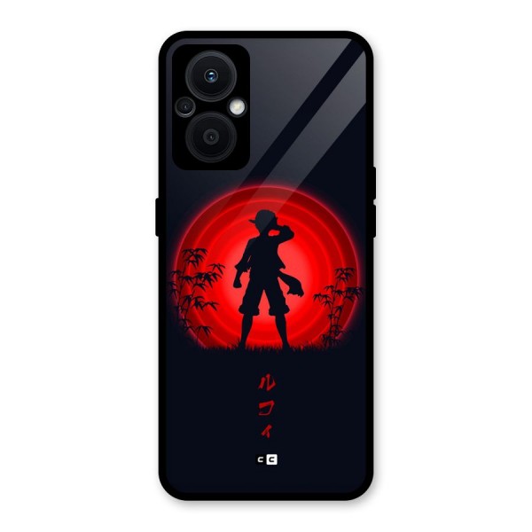 Dark Red Luffy Glass Back Case for Oppo F21s Pro 5G