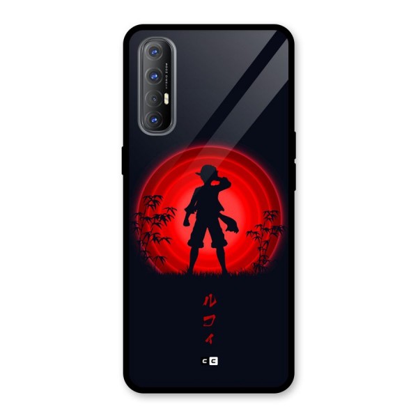 Dark Red Luffy Glass Back Case for Oppo Reno3 Pro