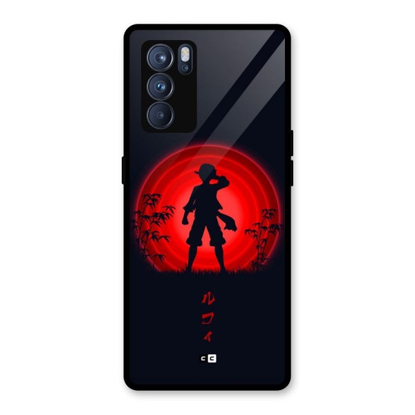 Dark Red Luffy Glass Back Case for Oppo Reno6 Pro 5G