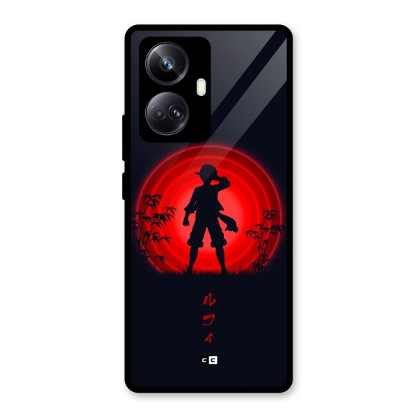 Dark Red Luffy Glass Back Case for Realme 10 Pro Plus